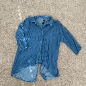 Open back and shoulder denim top